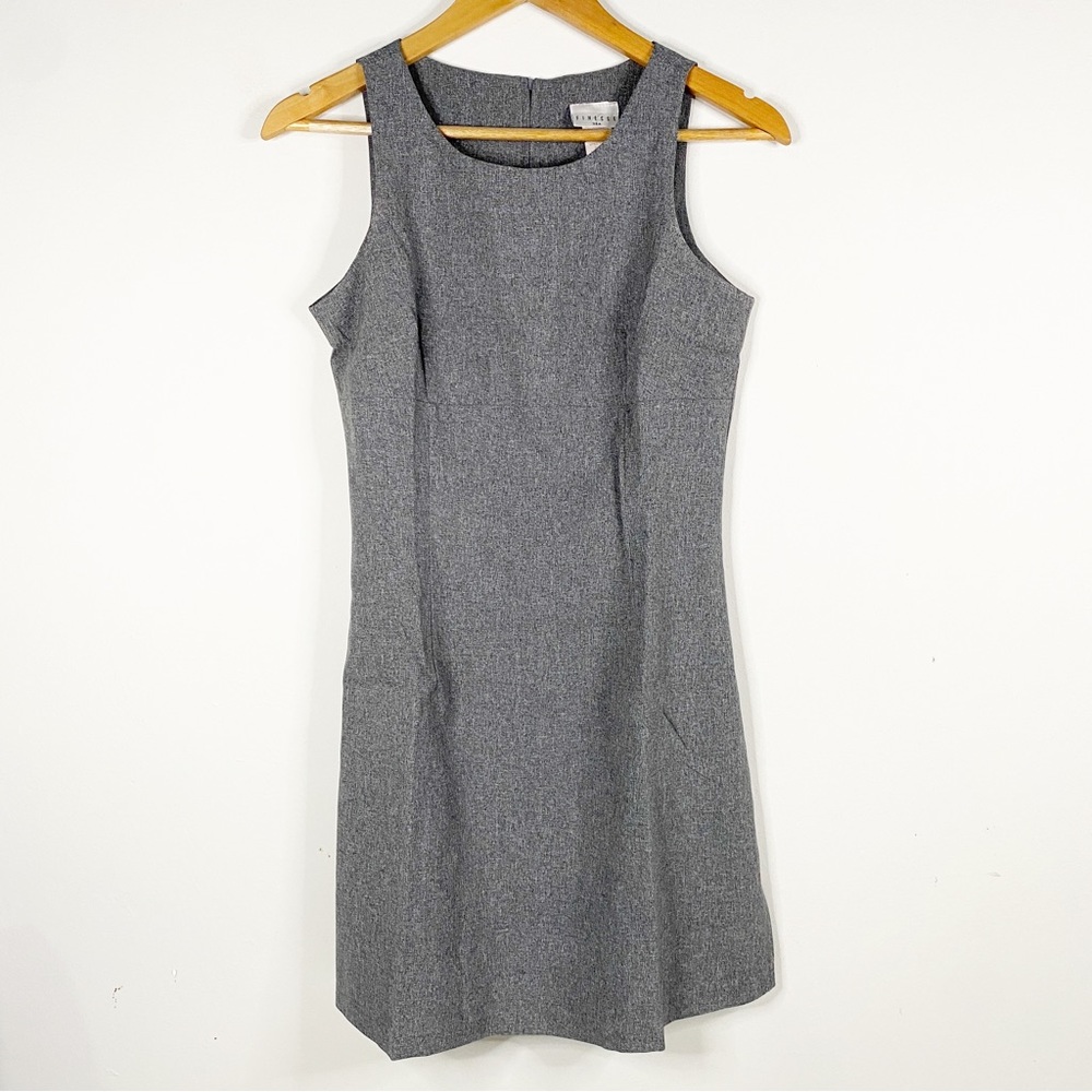 Finesse Grey Boat Neck Sleeveless Pencil Dress Side Slits Minimalist Size M